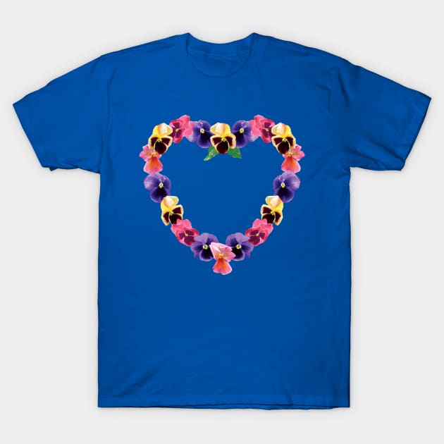 Pansy Heart T-Shirt by SusanSavad